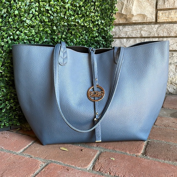 BCBG // Paris Vegan Pebble Leather Tote Bag with Charm Sky Blue Large XL - Picture 2 of 11